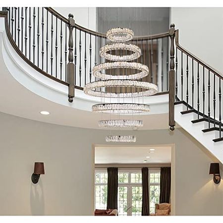 Elegant Lighting Indoor Modern Bright Home Decorative Ceiling Lighting Monroe 40 inch LED Seven Ring Chandelier - Black