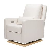 Babyletto Sigi Electronic Power Recliner & Glider with USB Port in Performance Cream Eco-Weave with Light Wood Base, Water Repellent&Stain Resistant, Greenguard Gold and CertiPUR-US Certified