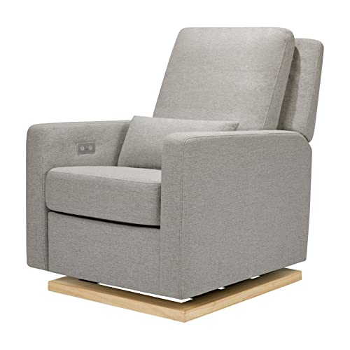 Babyletto Sigi Electronic Power Recliner & Glider with USB Port in Performance Grey Eco-Weave, Water Repellent & Stain Resistant, Greenguard Gold and CertiPUR-US Certified