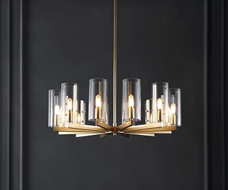 Safavieh Lighting Collection Benicio Art Deco 29-inch Diameter Adjustable Hanging Chandelier Light Fixture (LED Bulbs Included)