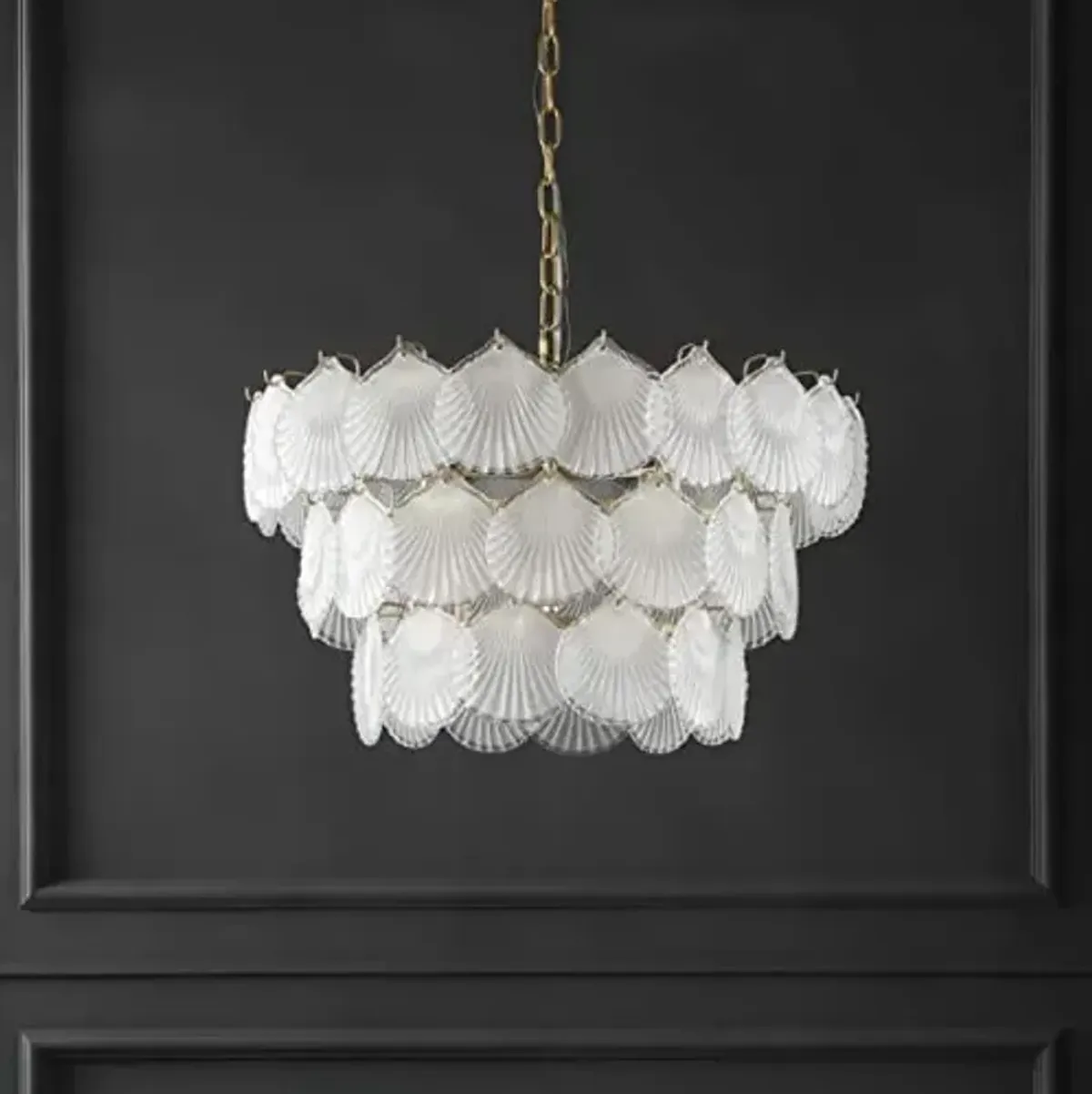 SAFAVIEH Lighting Collection Gutierrez Art Deco Gold 3-Tier 24-inch Diameter Adjustable Hanging Chandelier Light Fixture (LED Bulbs Included)