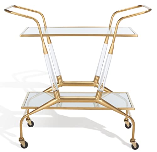 Safavieh Couture Collection Sherise Acrylic Kitchen Wheels Bar Cart, Clear/Gold