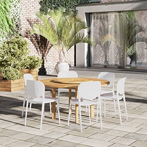 Amazonia Patio Amazonia Teak Wood Outdoor Dining Set WT, White