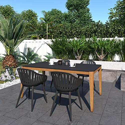 Amazonia Patio Amazonia Eucalyptus Wood Outdoor Dining Set, Black