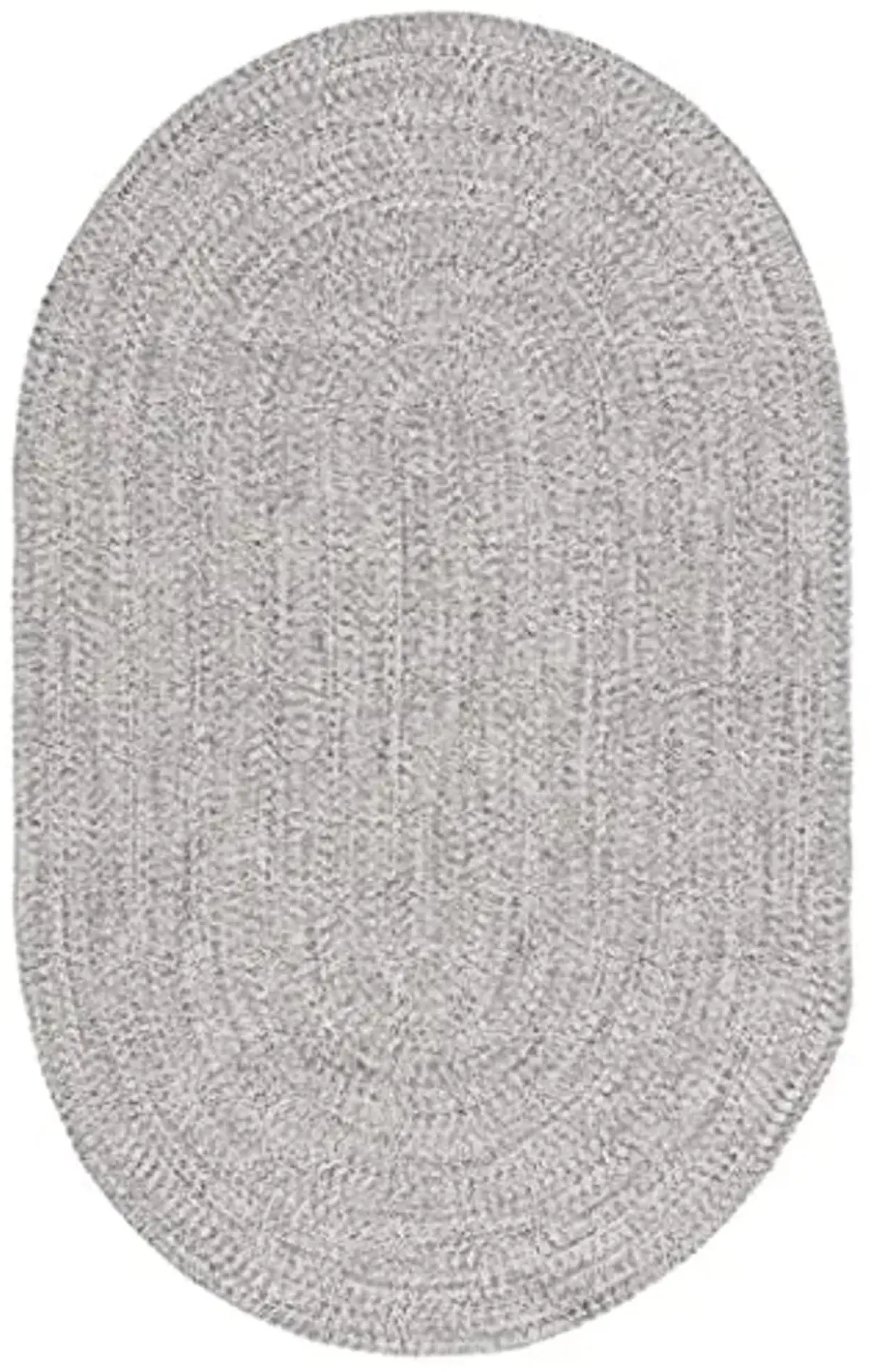 SAFAVIEH Washable Rug Outdoor Braided Collection - 4' x 6' Oval, Grey & Ivory, Handmade & Reversible, Non-Shedding & Easy to Clean, Ideal for Patio, Backyard, Mudroom (BRA201F)