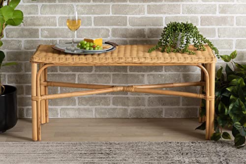 Baxton Studio Cacaban Modern Bohemian Natural Brown Rattan Accent Bench