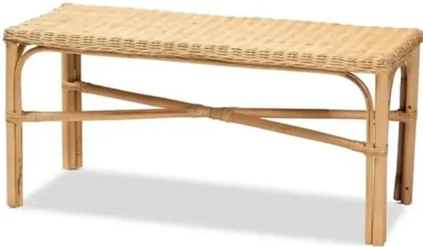 Baxton Studio Cacaban Modern Bohemian Natural Brown Rattan Accent Bench