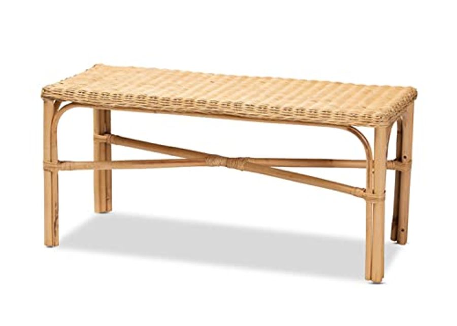 Baxton Studio Cacaban Modern Bohemian Natural Brown Rattan Accent Bench