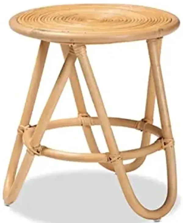 Baxton Studio Rinjani Modern Bohemian Natural Brown Rattan End Table