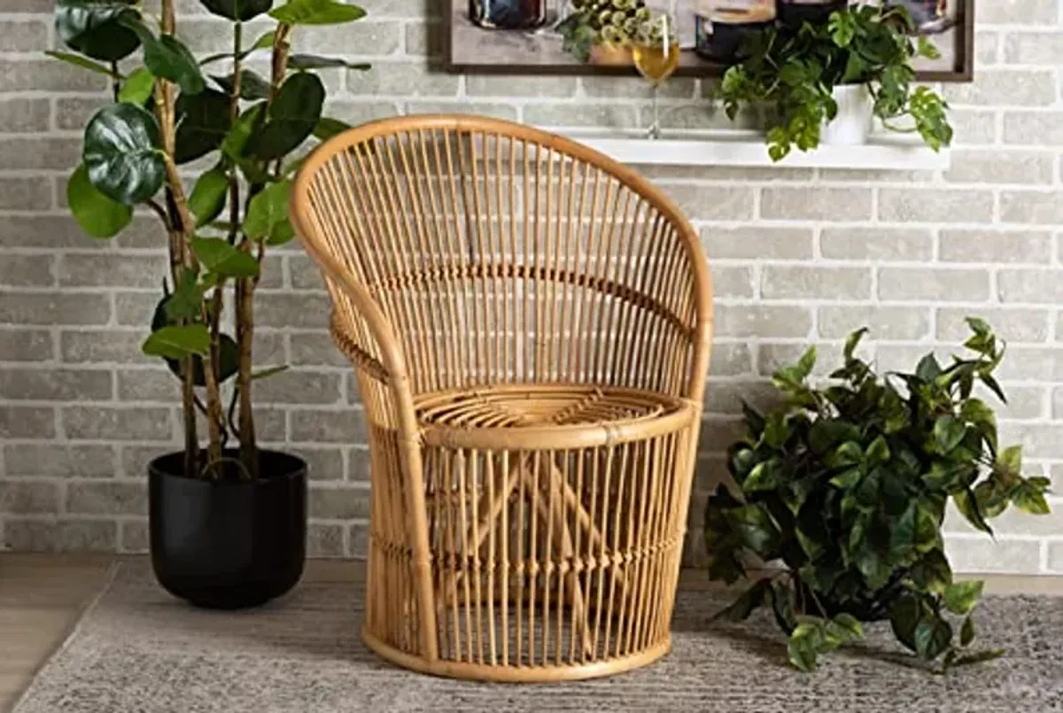 Baxton Studio Narva Modern Bohemian Natural Brown Rattan Accent Chair