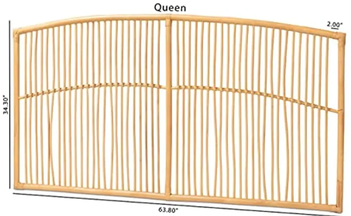 Baxton Studio Malvina Modern Bohemian Natural Brown Rattan Queen Size Wall-Mount Headboard