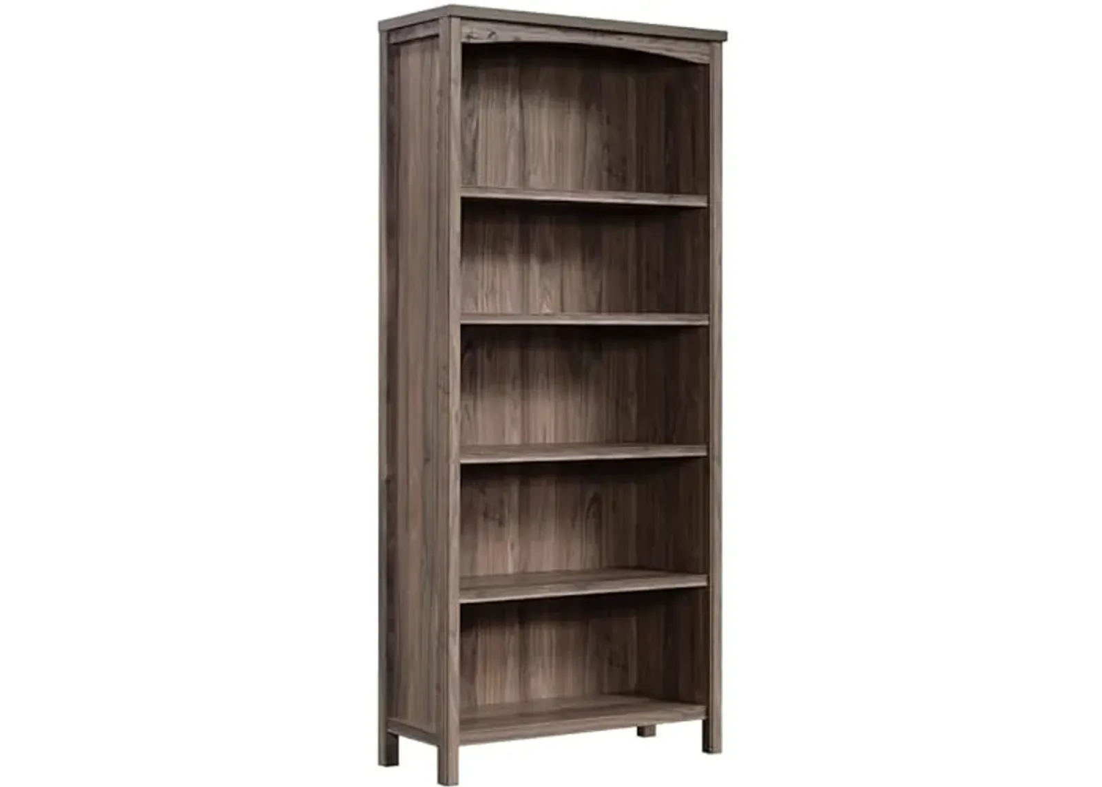 Worksense by Sauder Woodburn 5-Shelf Display Bookcase in Washed Walnut, Washed Walnut Finish