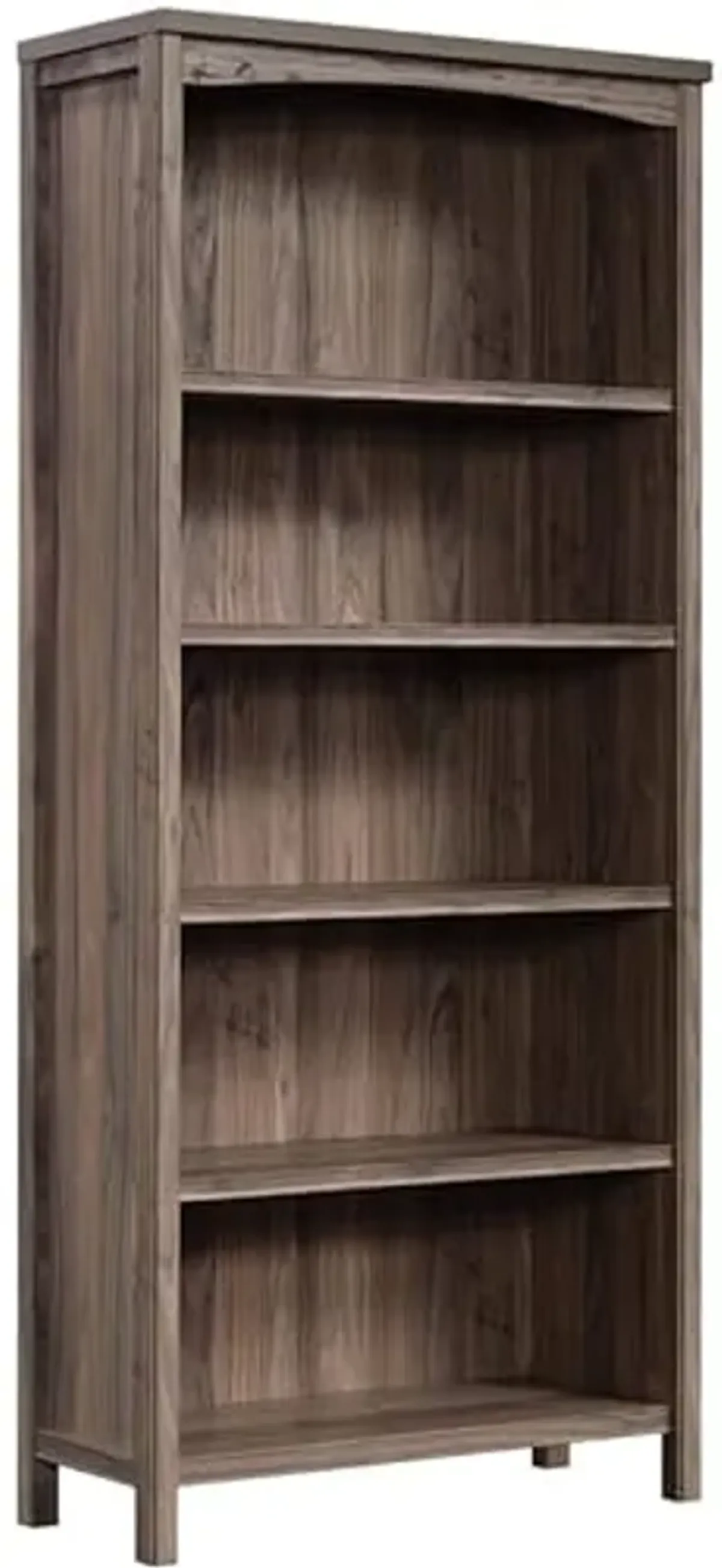 Worksense by Sauder Woodburn 5-Shelf Display Bookcase in Washed Walnut, Washed Walnut Finish