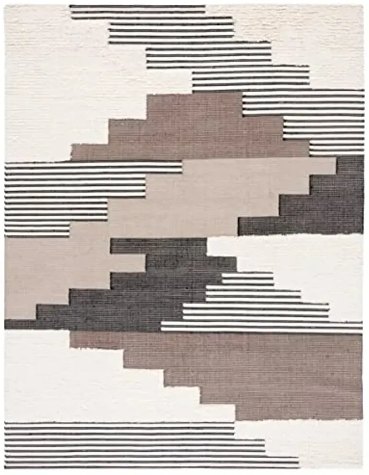 SAFAVIEH Kenya Collection Area Rug - 9' x 12', Black & Ivory, Handmade Southwestern Wool, Ideal for High Traffic Areas in Living Room, Bedroom (KNY278Z)