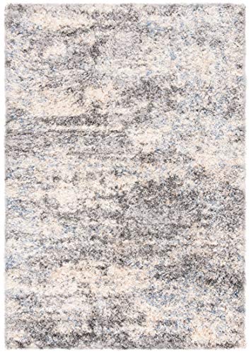 Safavieh Berber Shag Collection 2' x 3' Grey/Cream BER219G Modern Abstract Non-Shedding 1.2-inch Thick Entryway Living Room Foyer Bedroom Accent Rug