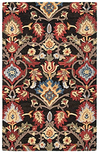 SAFAVIEH Blossom Collection 2' x 3' Charcoal / Multi BLM402H Handmade Wool Entryway Living Room Foyer Bedroom Accent Rug
