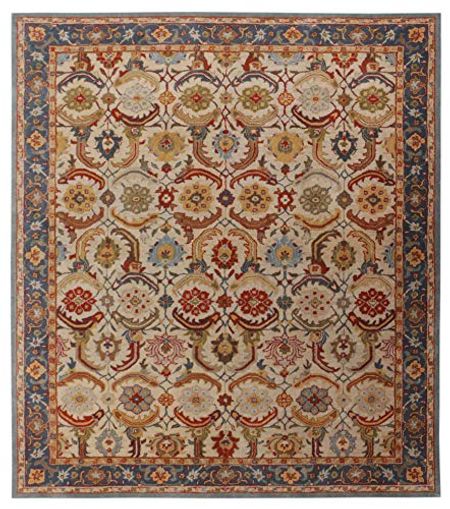 Abbey Eva Multi Floral Traditional Oriental Old Antique Style 100% Woolen Area USA Rug & Carpets (9' x 12', Beige)