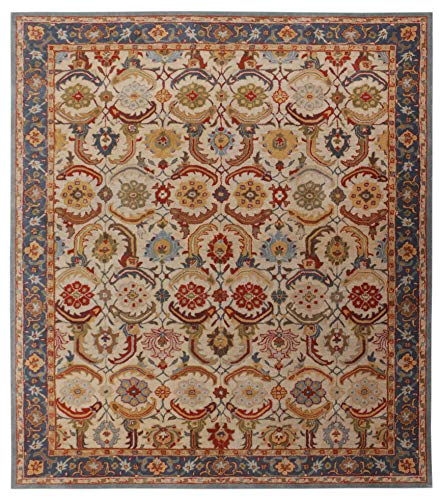 Abbey Eva Multi Floral Traditional Oriental Old Antique Style 100% Woolen Area USA Rug & Carpets (9' x 12', Beige)
