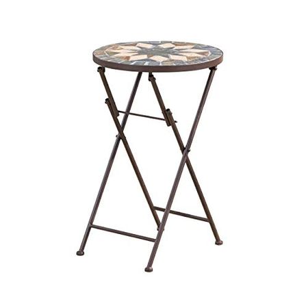 Christopher Knight Home Silvester Outdoor Stone Side Table with Iron Frame, Beige/Black & Scotchgard Sun and Water Shield, Repels Water, 10.5 Ounces