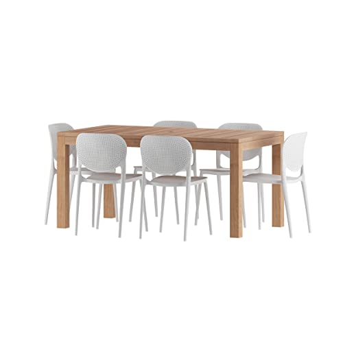 Amazonia Patio Amazonia Piece Teak Wood Outdoor Dining Set WT, Table