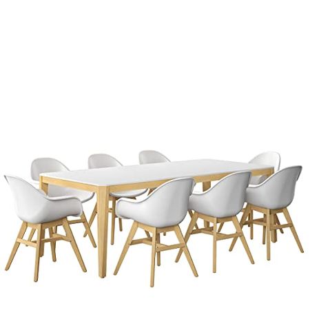 Amazonia Patio Amazonia Piece Eucalyptus Wood Outdoor Dining Set, Table: White Chair: White