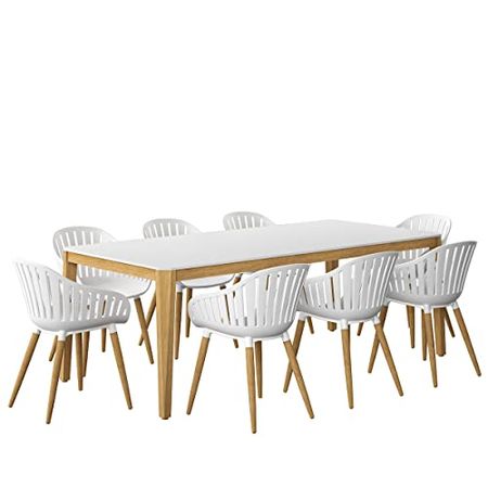 Amazonia Patio Amazonia Piece Eucalyptus Wood Indor Dining Set, Table: White Chair: White
