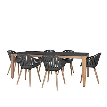 Amazonia Patio Amazonia Piece Eucalyptus Wood Indor Dining Set, Table: Black Chair: Black
