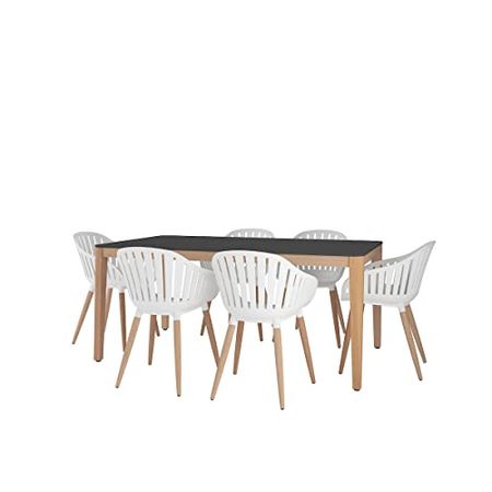 Amazonia Patio Amazonia Piece Eucalyptus Wood Outdoor Dining Set, Table: Black Chair: White
