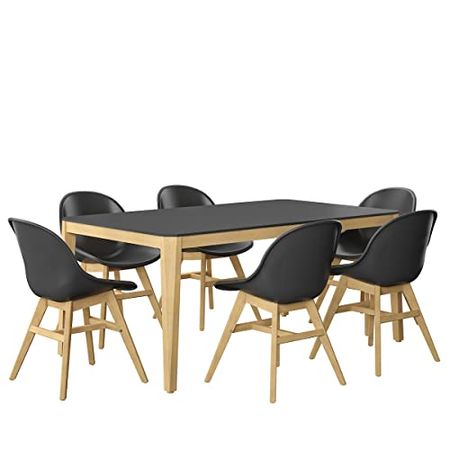 Amazonia Patio Amazonia Piece Eucalyptus Wood Outdor Dining Set, Table: Black Chair: Black