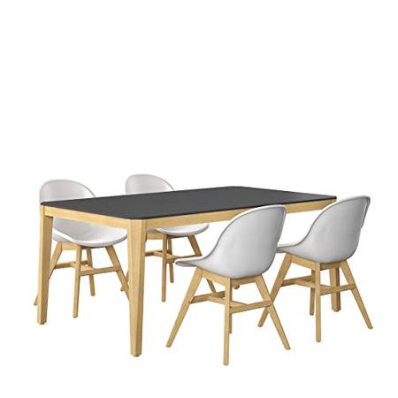 Amazonia Patio Amazonia Piece Eucalyptus Wood Outdor Dining Set, Table: Black Chair: White
