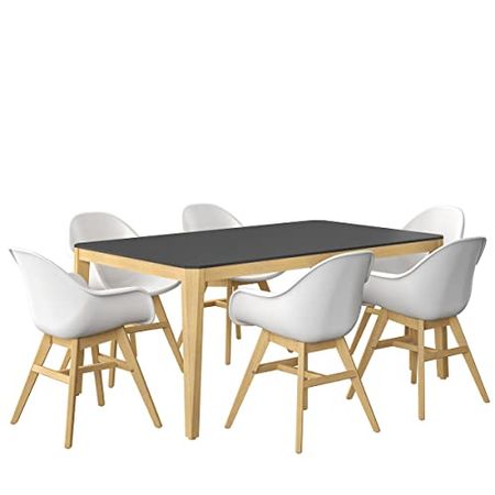 Amazonia Patio Amazonia Piece Eucalyptus Wood Outdor Dining Set, Table: Black Chair: White