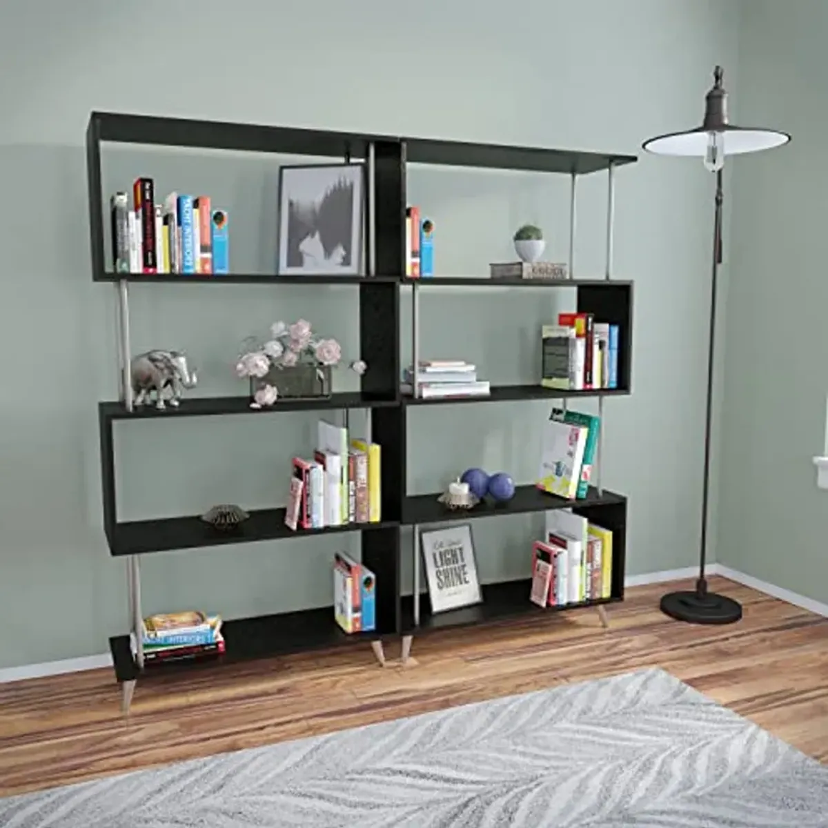 SEI Furniture Beckerman Asymmetrical Etagere - Black