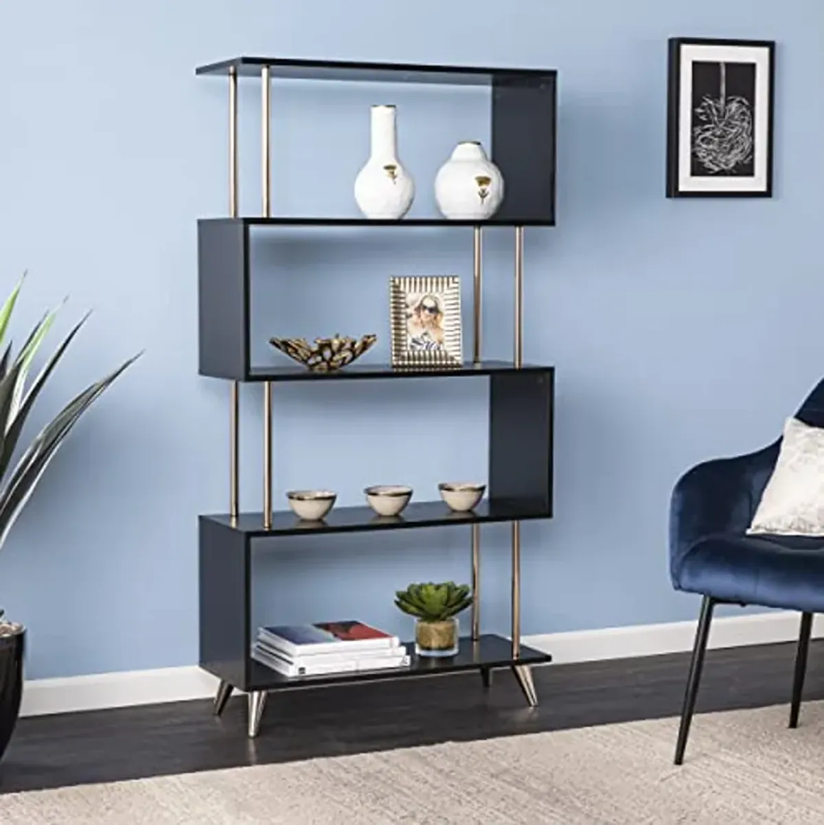 SEI Furniture Beckerman Asymmetrical Etagere - Black