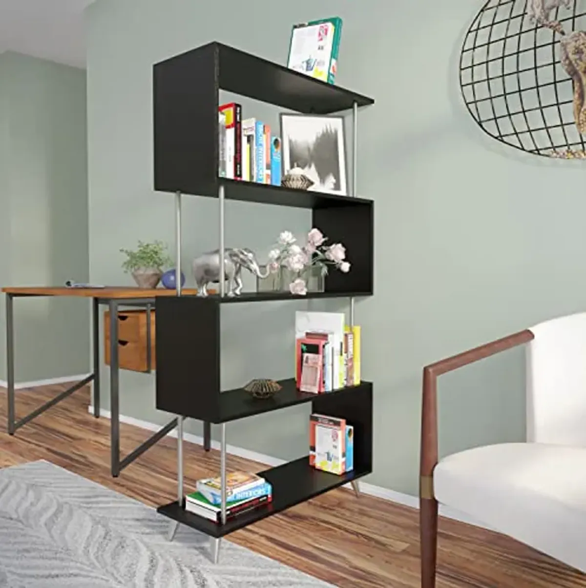 SEI Furniture Beckerman Asymmetrical Etagere - Black