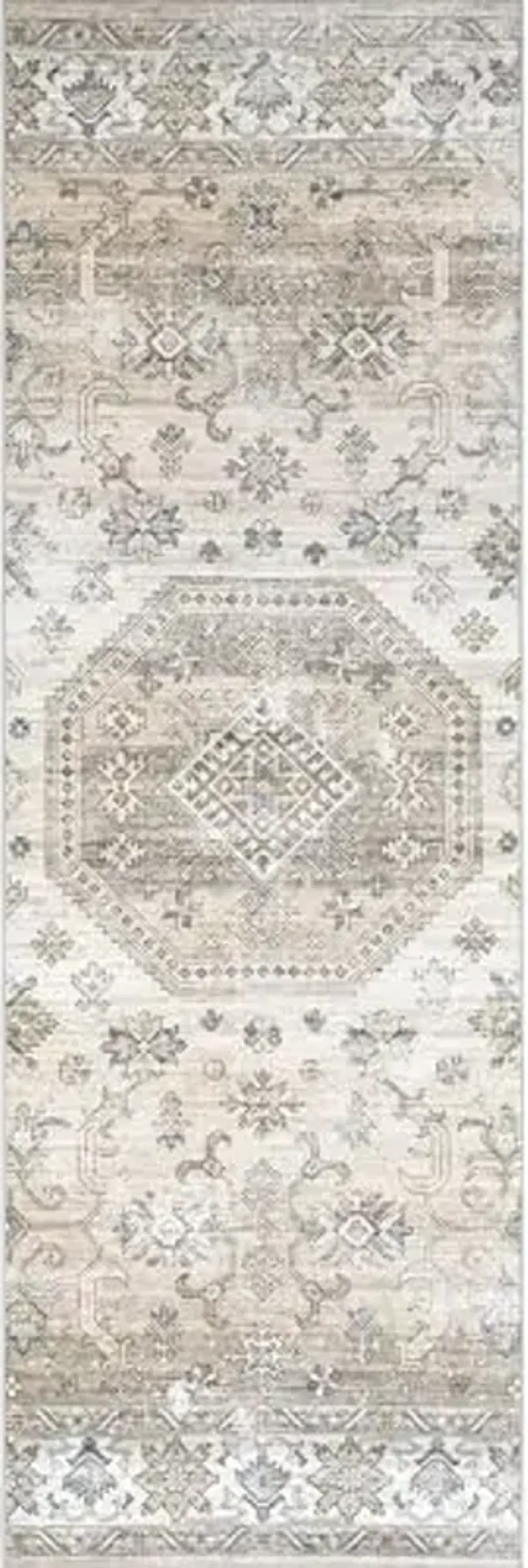 nuLOOM 2' x 8' Machine Washable Runner with Waterproof Spill Proof Surface, Non Slip Backing and Stain Resistant for Living Room, Bedroom, Kitchen, Dining Room, Darby Ivory