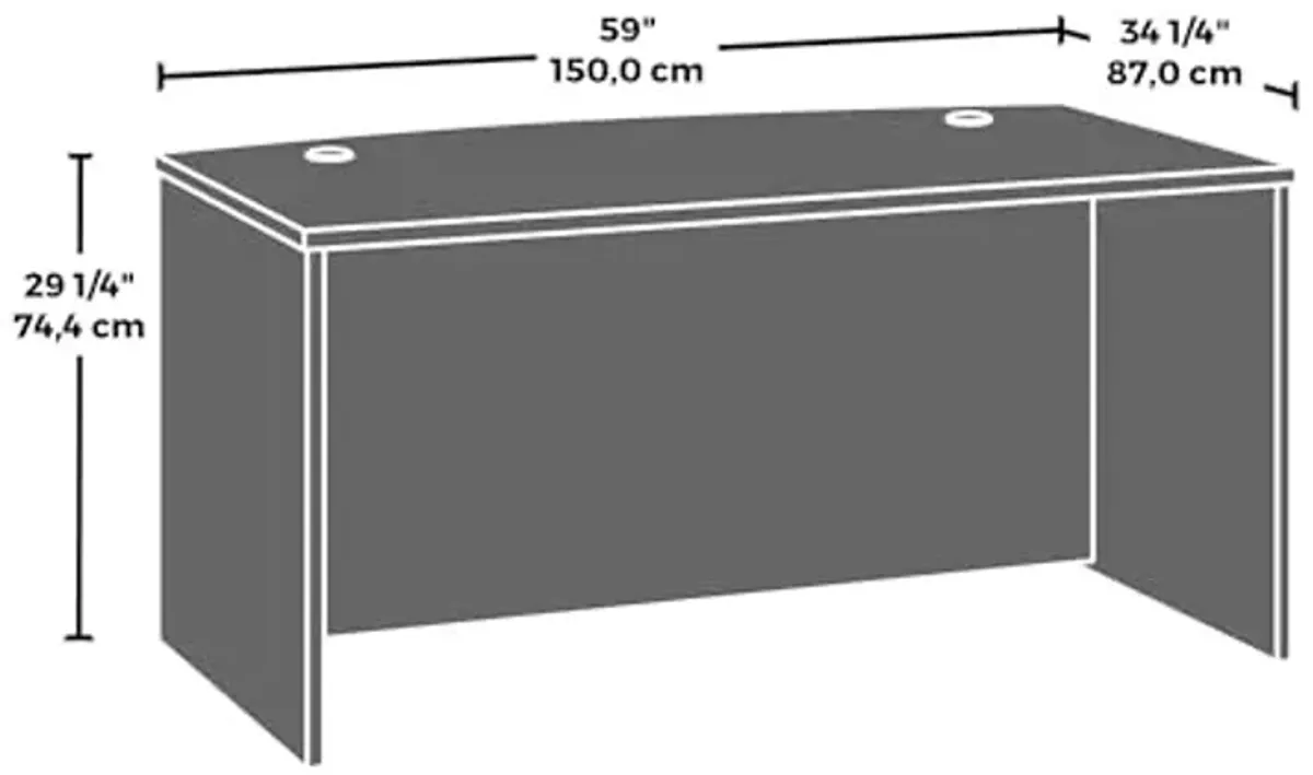 OfficeWorks by Sauder Affirm 60'' Bow Front Desk Shell, L: 34.25'' x W: 59.06'' x H: 29.29'', Hudson Elm