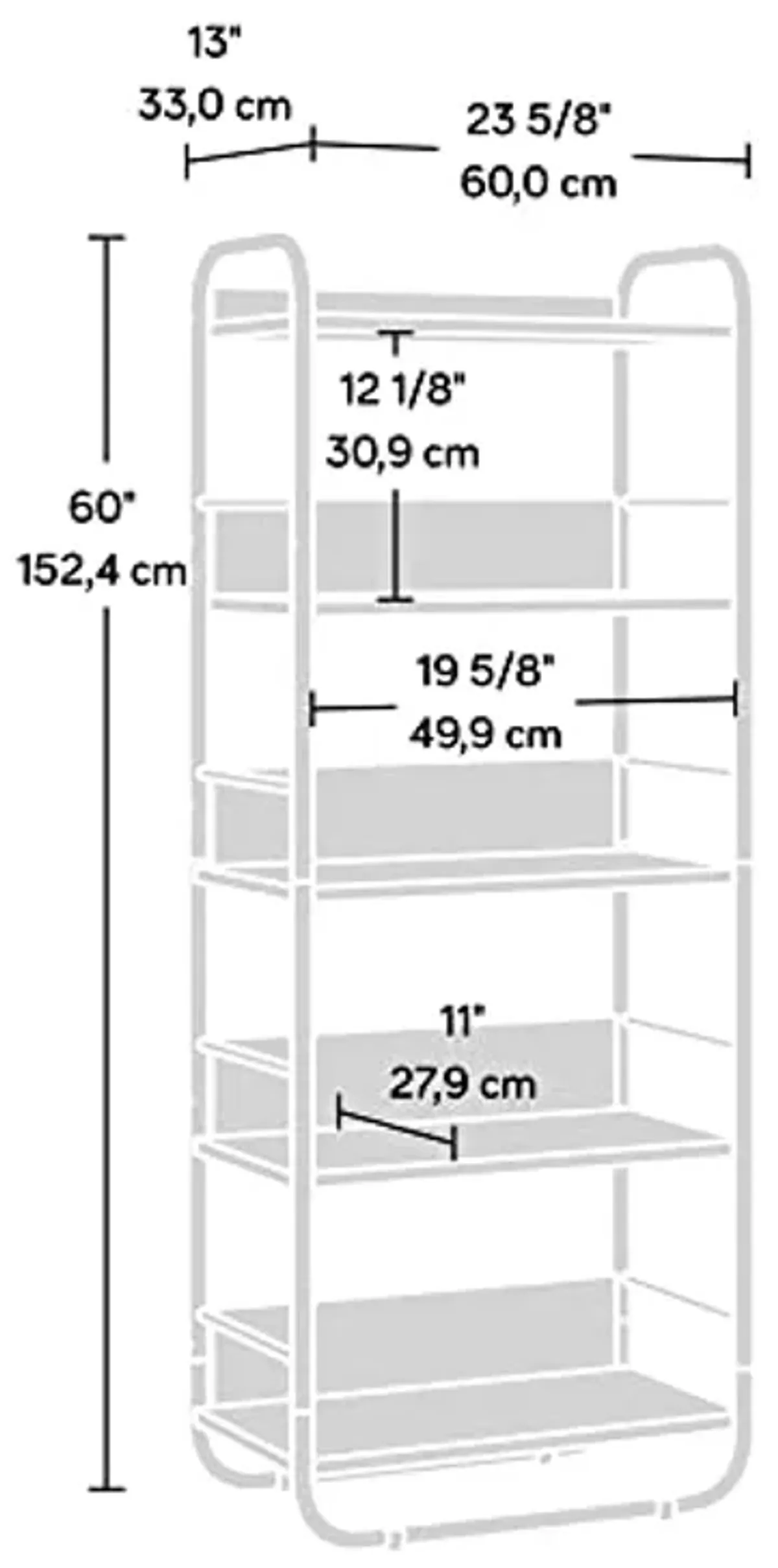 Sauder Union Plain 5-Shelf Open Bookcase/Book Shelf, Prairie Cherry Finish