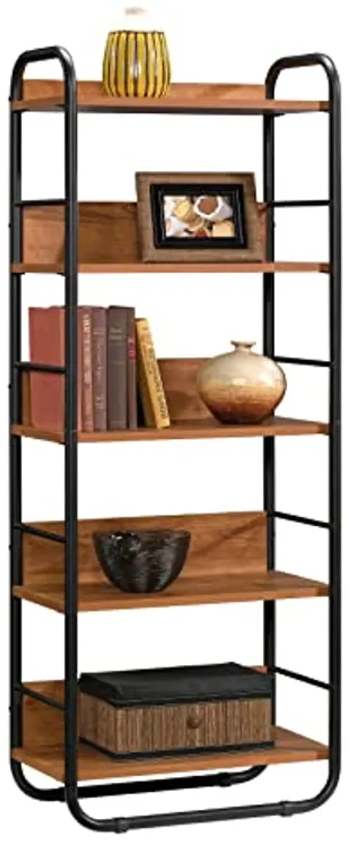 Sauder Union Plain 5-Shelf Open Bookcase/Book Shelf, Prairie Cherry Finish