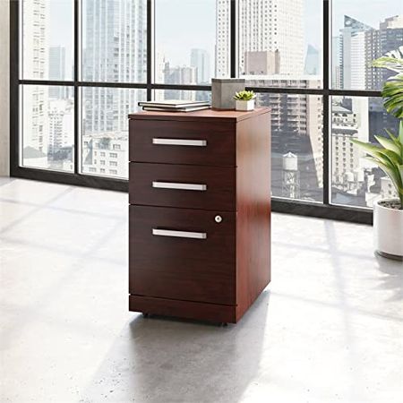OFFICE WORKS BY SAUDER Affirm 3-Drawer Pedestal File Cabinet, L: 15.55" x W: 19.45" x H: 28.43", Classic Cherry