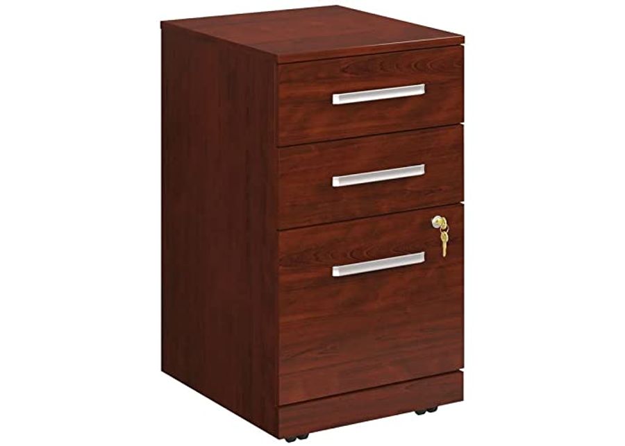 OFFICE WORKS BY SAUDER Affirm 3-Drawer Pedestal File Cabinet, L: 15.55" x W: 19.45" x H: 28.43", Classic Cherry