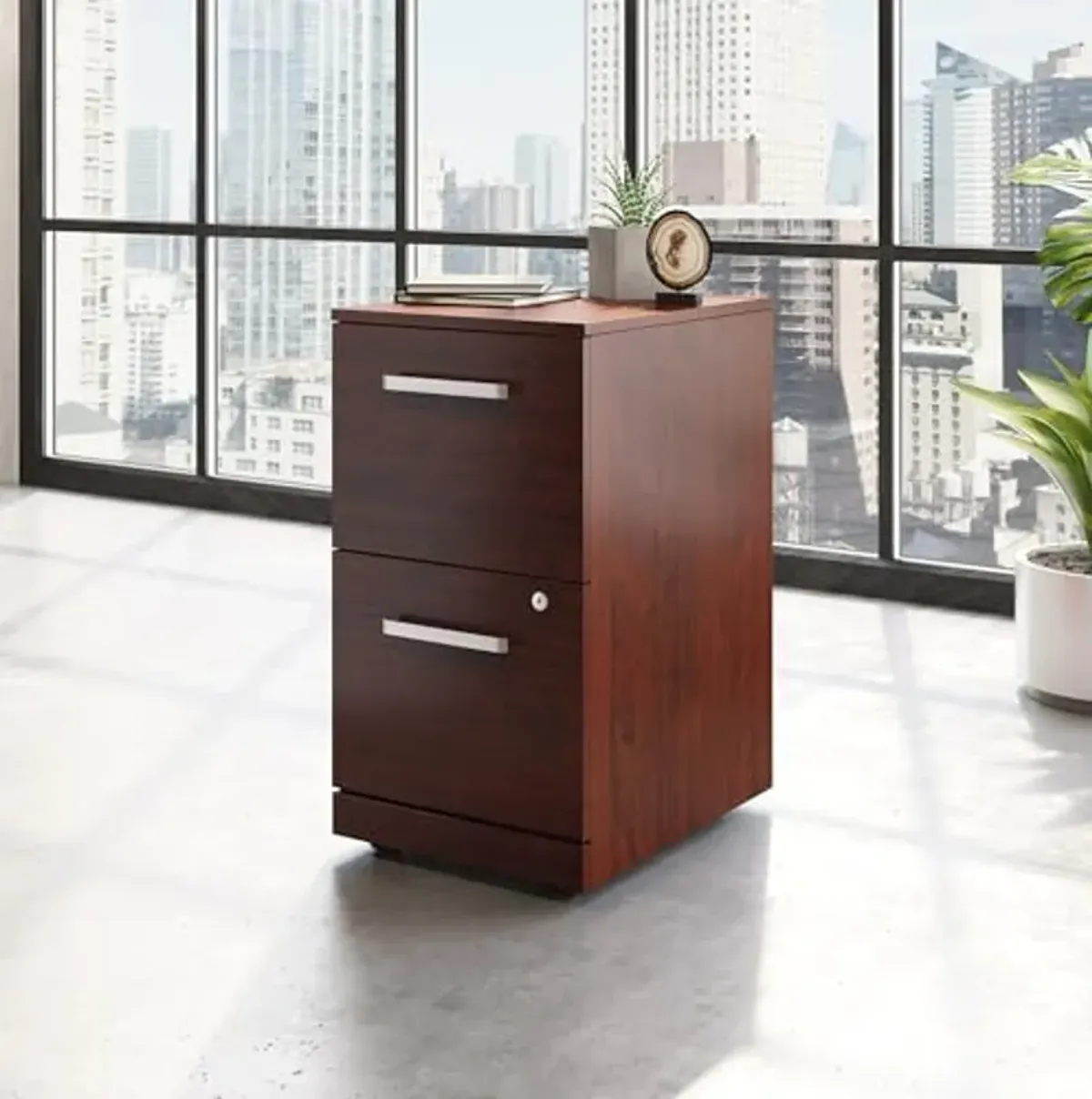 OfficeWorks by Sauder Affirm 2-Drawer Moblie File, L: 15.55'' x W: 18.94'' x H: 32.52'', Classic Cherry