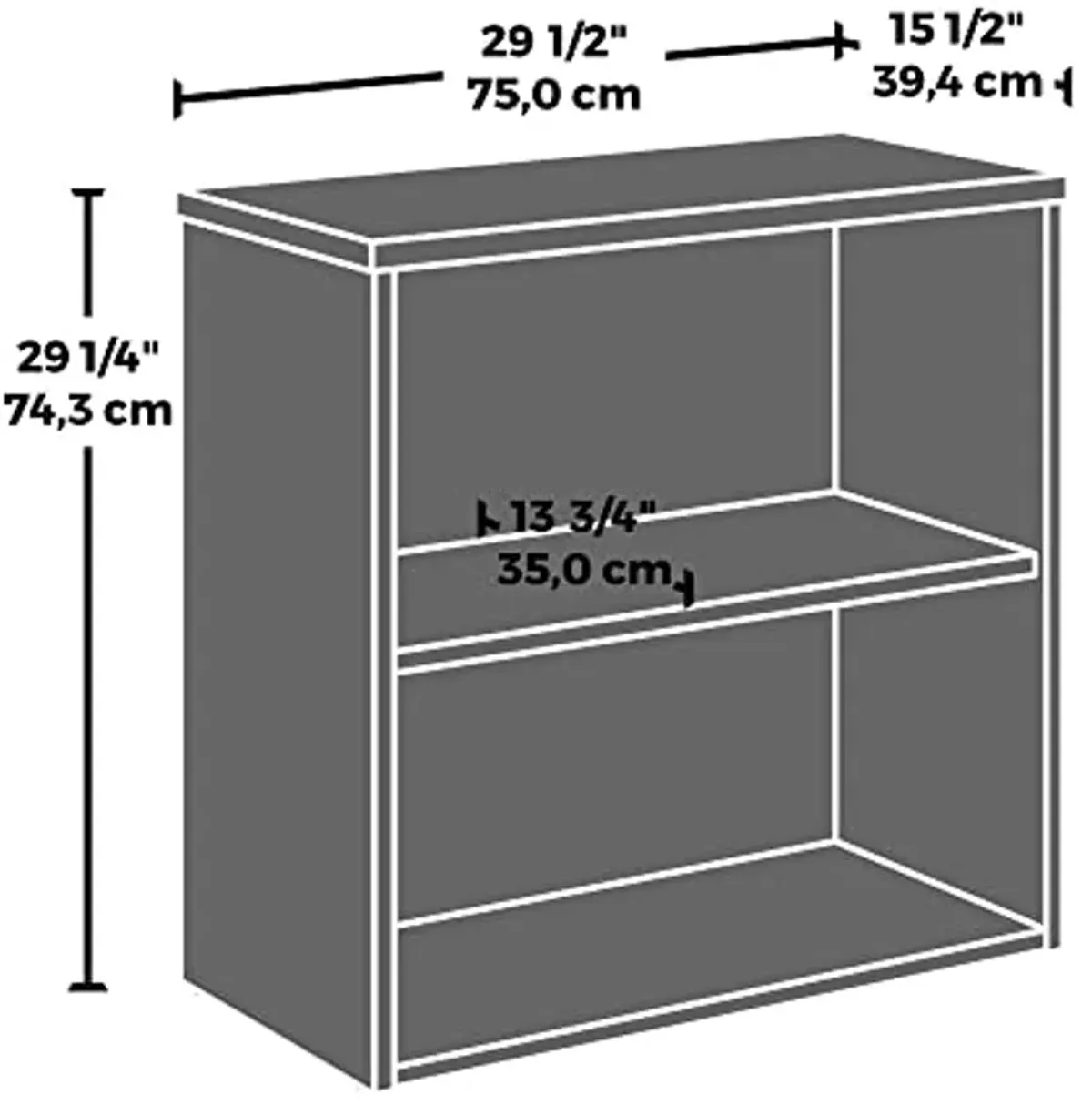 OfficeWorks by Sauder Affirm 2 Shelf Bookcase, Noble Elm Finish