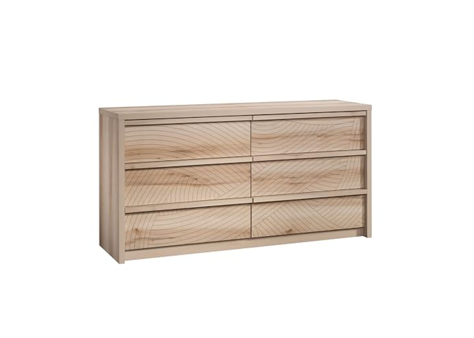 Sauder Harvey Park 6-Drawer Dresser, L: 60.71" x W: 17.48" x H: 31.06", Pacific Maple Finish