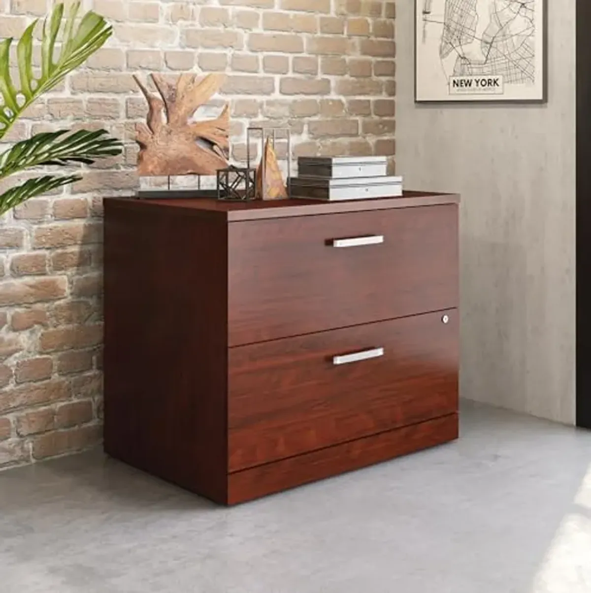 OfficeWorks by Sauder Affirm Lateral File, Classic Cherry Finish