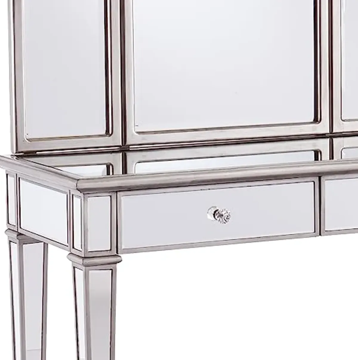 SEI Furniture Kalla Mirrored Vanity Set w/Storage – 2pc, Silver