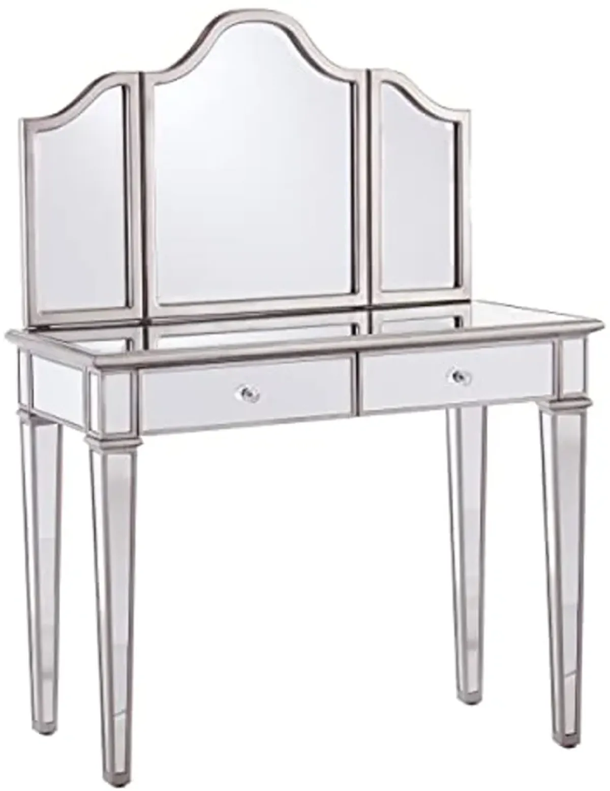 SEI Furniture Kalla Mirrored Vanity Set w/Storage – 2pc, Silver