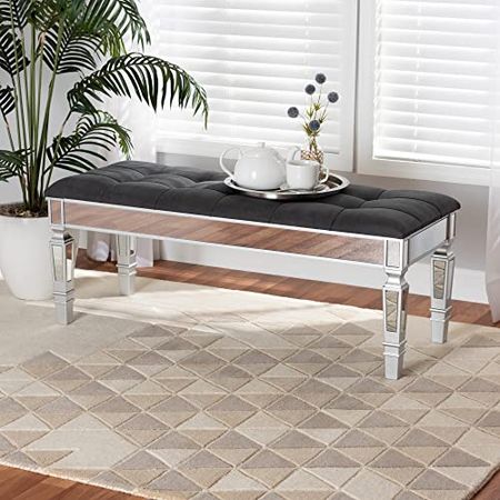 Baxton Studio Hedia Benche & Banquette, One Size, Grey/Silver