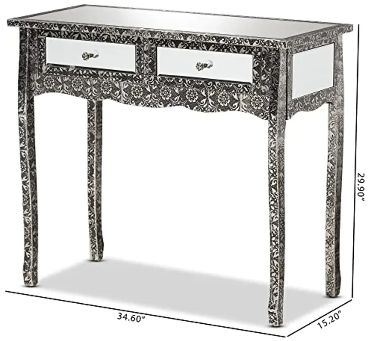 Baxton Studio Wycliff Console Table, One Size, Dark Grey/Silver