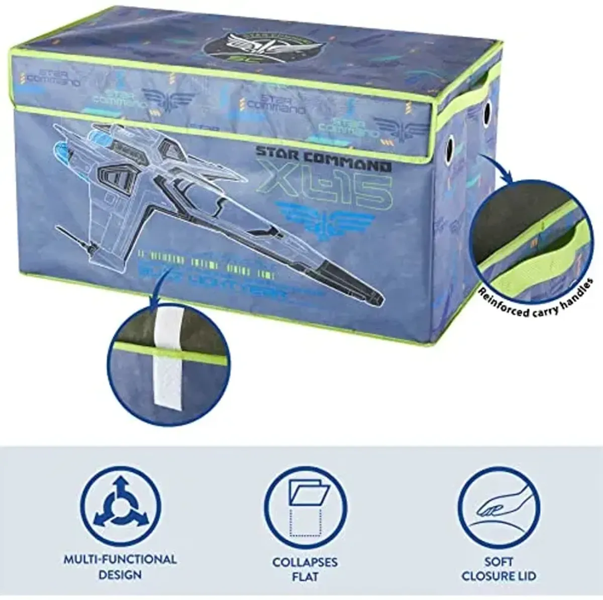 Idea Nuova Pixar Lightyear Collapsible Children’s Toy Storage Trunk, Durable with Lid