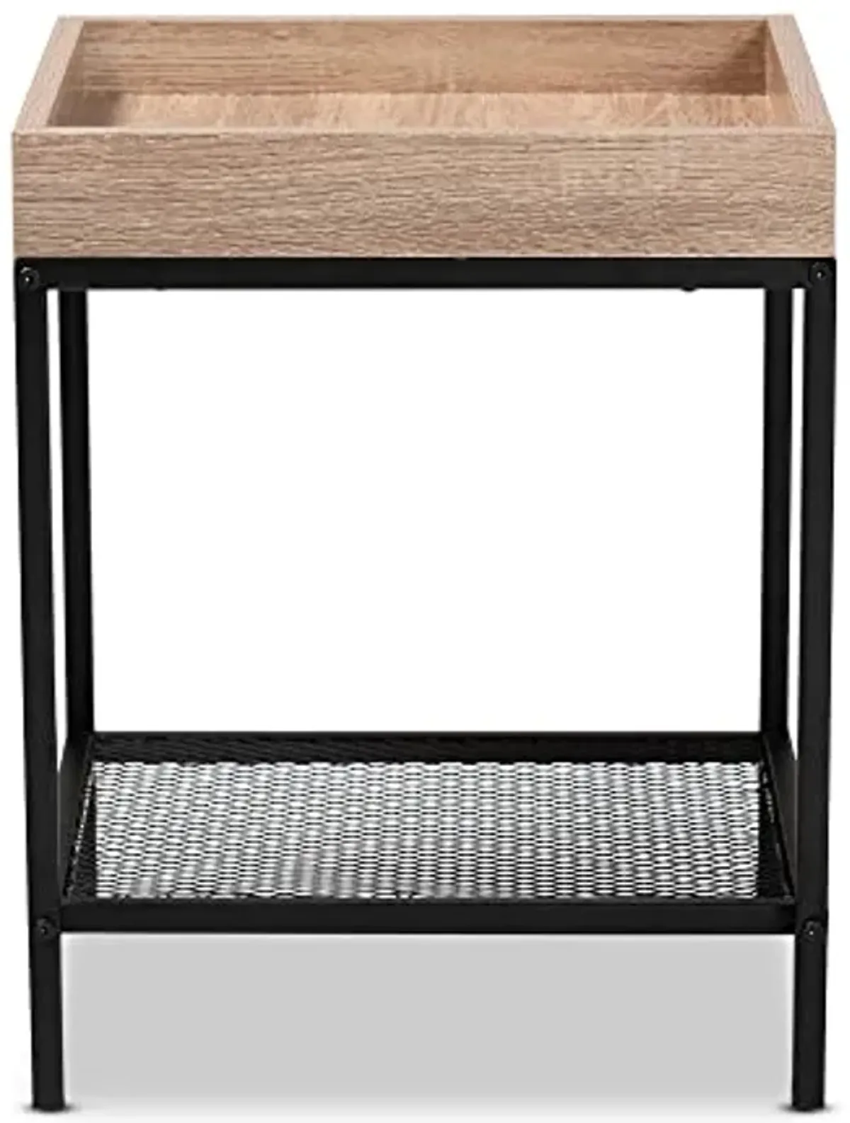 Baxton Studio Overton End Table, One Size, Oak Brown/Black